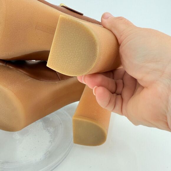 Veronica Beard Garrick Chunky Suede Platform Slide Sandals Buckle Brown 9.5M - Picture 12 of 13